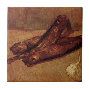 Still Life Bloaters and Garlic by Vincent van Gogh Tile