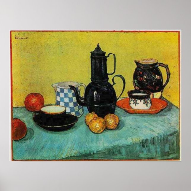 Still Life  Blue Enamel Coffeepot, etc. 1888 Poster (Front)