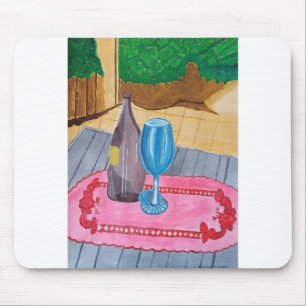 Still Life, bottle and glass Mouse Mat