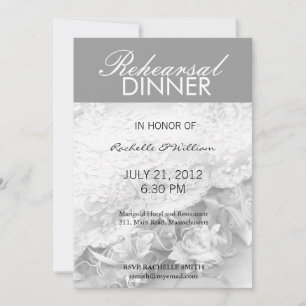 Still Life Charcoal Rehearsal Dinner Card