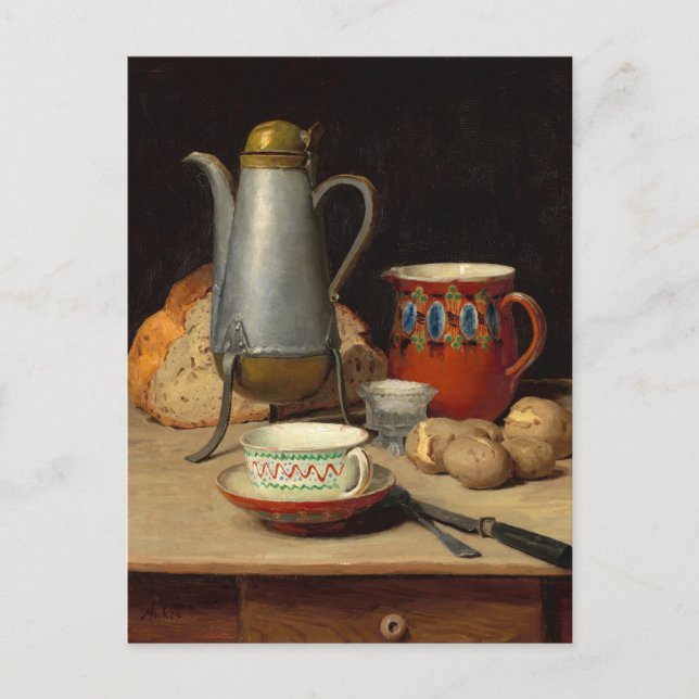 Still Life, Coffee and Potatoes | Albert Anker Postcard (Front)