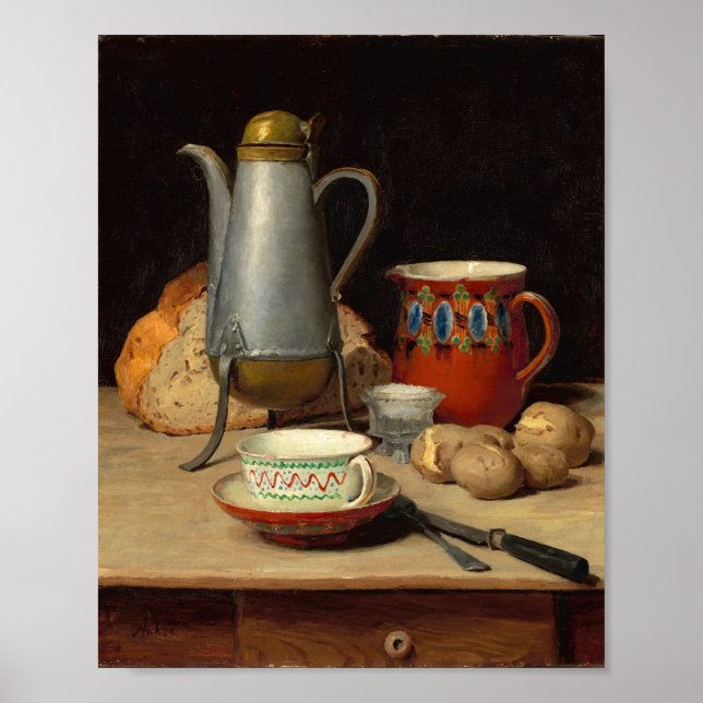 Still Life, Coffee and Potatoes | Albert Anker Poster (Front)