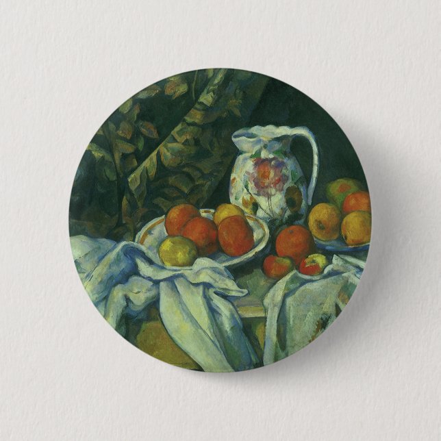 Still Life, Curtain and Pitcher by Paul Cezanne 6 Cm Round Badge (Front)