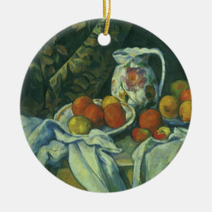 Still Life, Curtain and Pitcher by Paul Cezanne Ceramic Tree Decoration