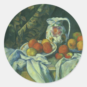 Still Life, Curtain and Pitcher by Paul Cezanne Classic Round Sticker
