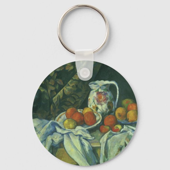 Still Life, Curtain and Pitcher by Paul Cezanne Key Ring (Front)