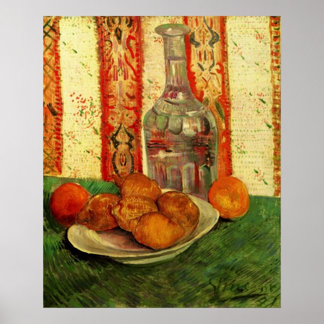 Still Life Decanter and Lemons by Vincent van Gogh Poster (Front)