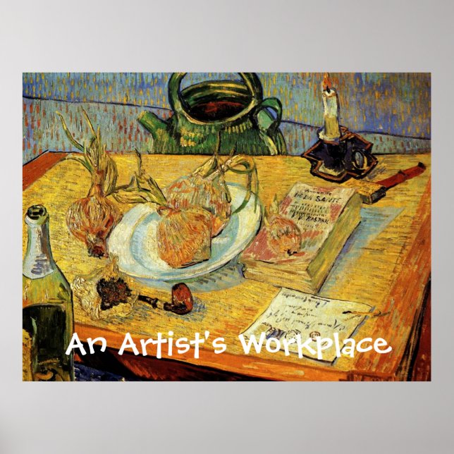 Still Life Drawing Board, Pipe, Onions and Seal... Poster (Front)
