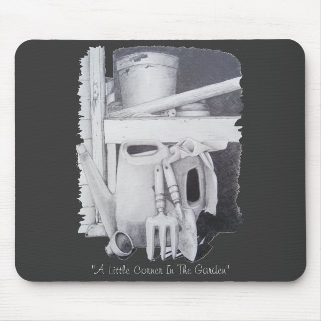 still life drawing of garden tools for gardeners mouse mat (Front)
