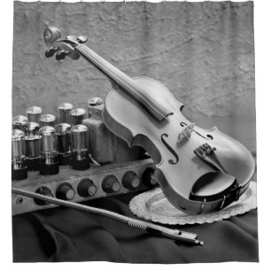 Still life fine art photography on musician techno shower curtain