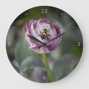 Still Life Flower and Bee Large Clock