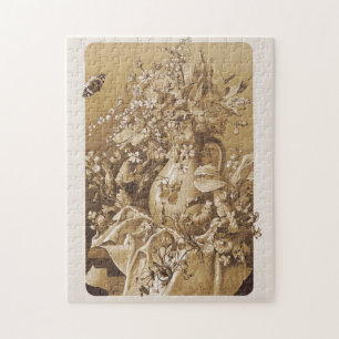 Still life flower-piece sepia colour nostalgia jigsaw puzzle
