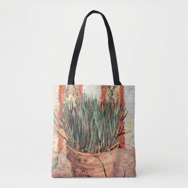 Still Life Flowerpot w Chives by Vincent van Gogh Tote Bag (Front)