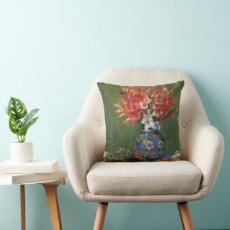 Still Life Flowers and Fruit by Pierre Renoir Cushion