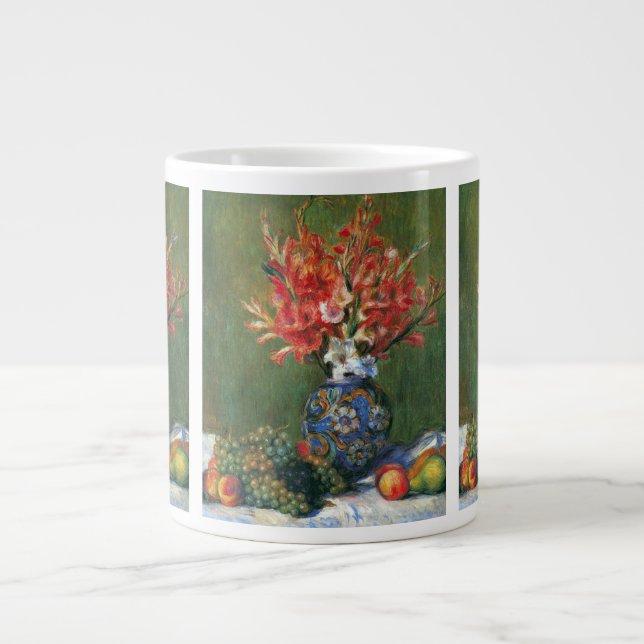 Still Life Flowers and Fruit by Pierre Renoir Large Coffee Mug (Front)