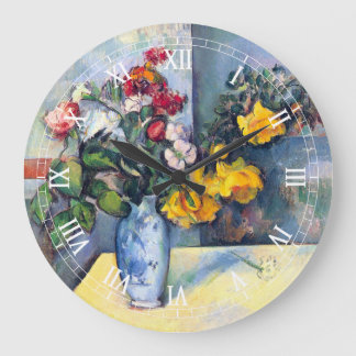 Still Life Flowers in a Vase By Paul Cezanne Large Clock