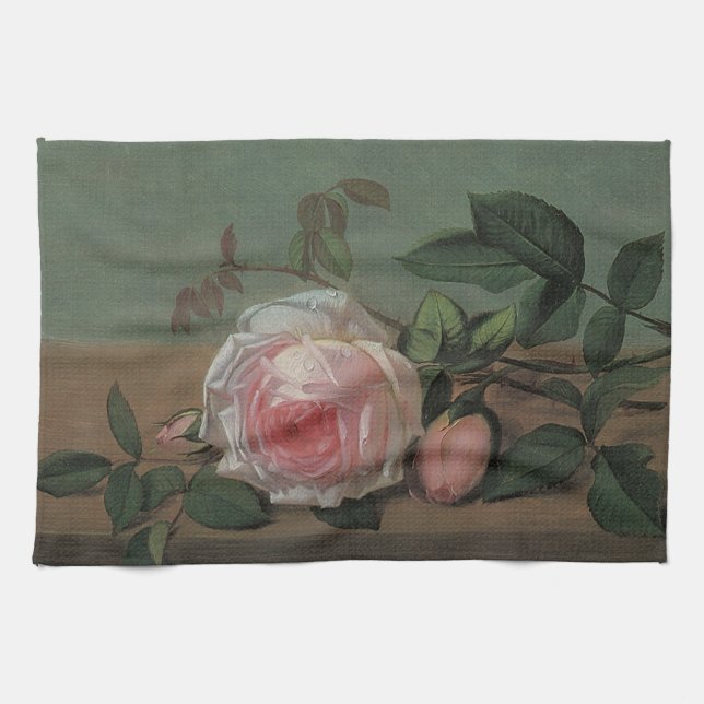 Still Life Flowers on a Ledge by Otto Ottesen Tea Towel (Horizontal)