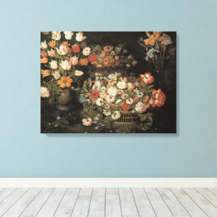 Still Life Flowers, Vintage Floral Baroque Canvas Print