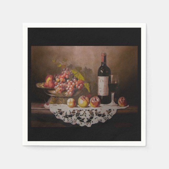 Still life Fruit Bowl and Wine Bottle      Napkin (Front)