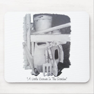 Still life garden drawing monochrome original art mouse mat