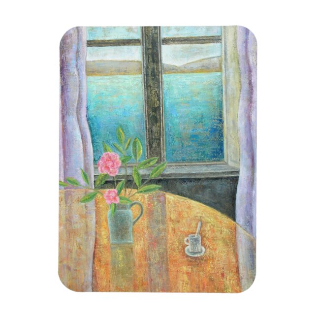 Still Life in Window with Camellia 2012 Magnet (Vertical)