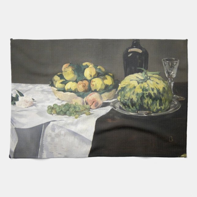 Still Life Lemon Peaches by Manet Impressionist Tea Towel (Horizontal)