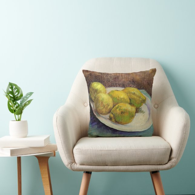 Still Life Lemons on a Plate by Vincent van Gogh Cushion (Chair)