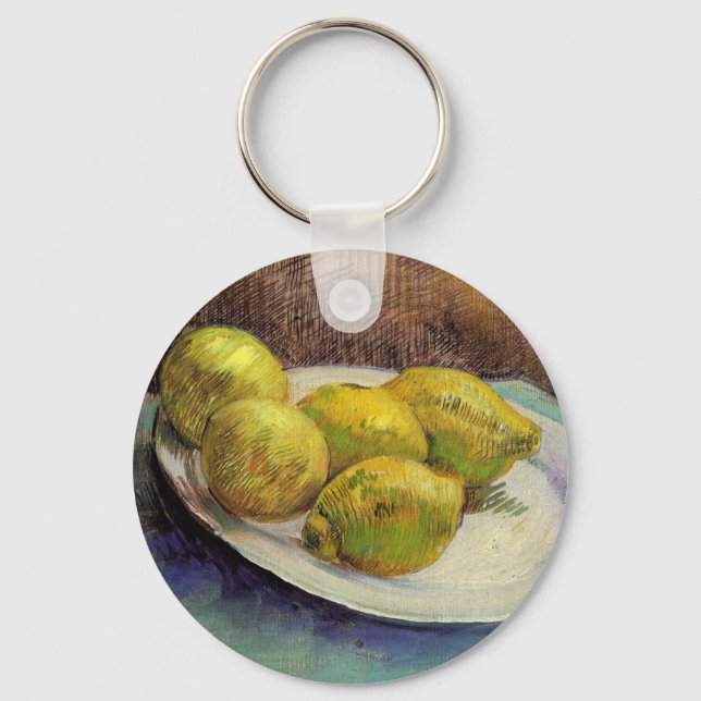 Still Life Lemons on a Plate by Vincent van Gogh Key Ring (Front)