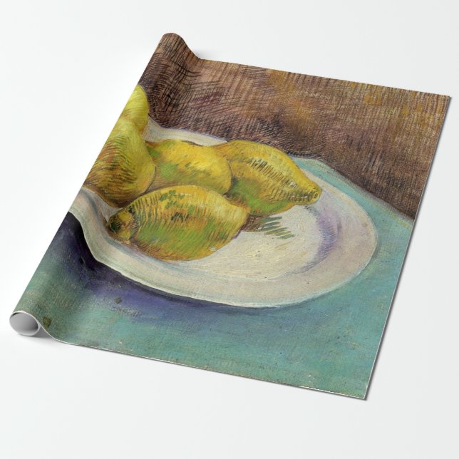 Still Life Lemons on a Plate by Vincent van Gogh Wrapping Paper (Unrolled)