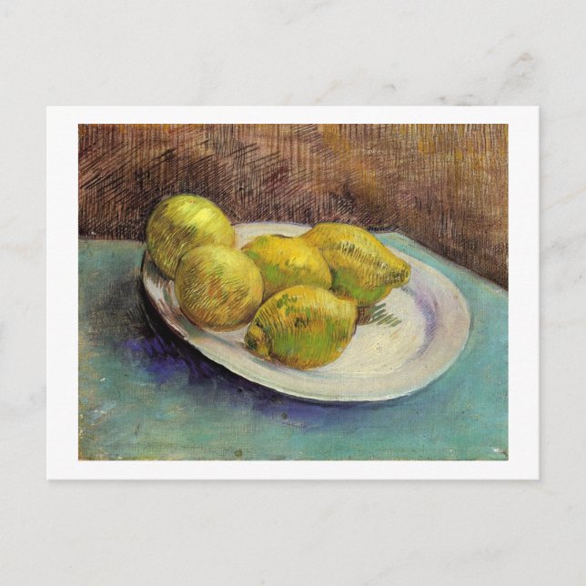Still Life, Lemons on Plate, Van Gogh Fine Art Postcard (Front)