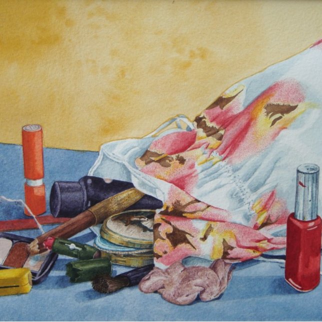 still life makeup bag original realist art poster (Creator Uploaded)
