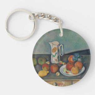 Still Life, Milk Jug and Fruit on a Table, Cezanne Key Ring