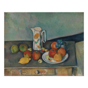 Still Life, Milk Jug and Fruit on a Table, Cezanne Poster