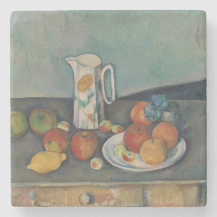 Still Life, Milk Jug and Fruit on a Table, Cezanne Stone Coaster