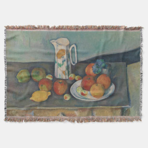 Still Life, Milk Jug and Fruit on a Table, Cezanne Throw Blanket