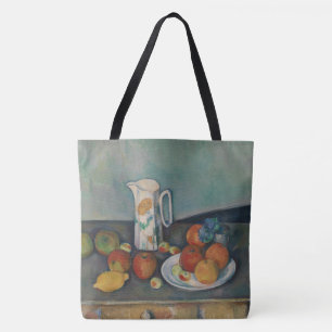 Still Life, Milk Jug and Fruit on a Table, Cezanne Tote Bag