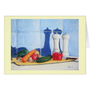 still life mixed vegatables on chopping board art
