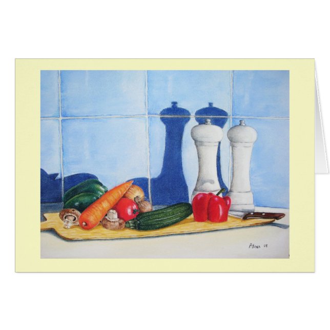 still life mixed vegatables on chopping board art (Front Horizontal)
