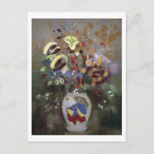 Still Life of a Vase of Flowers (pastel on paper) Postcard