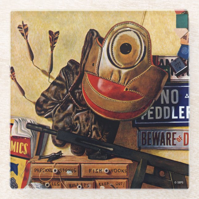 Still Life of Boys Toys Glass Coaster (Front)