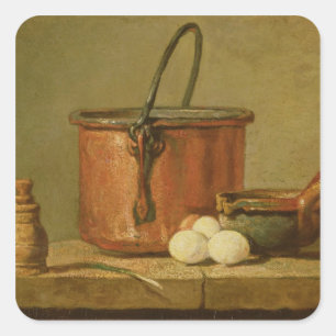 Still Life of Cooking Utensils, Cauldron Square Sticker