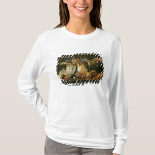 Still life of dead birds and a hare on a table T-Shirt