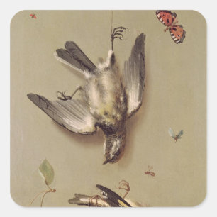 Still Life of Dead Birds and Cherries, 1712 Square Sticker