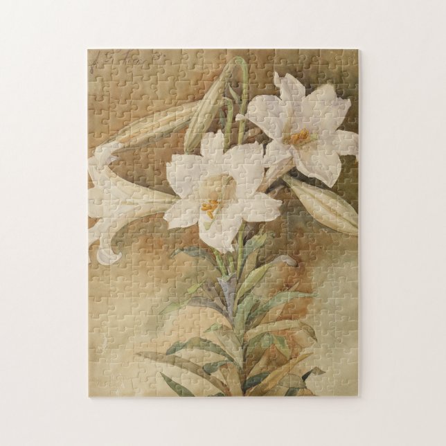 Still Life of Easter Lilies | John La Farge Jigsaw Puzzle (Vertical)