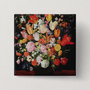 Still life of flowers, 1610s 15 cm square badge