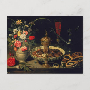 Still Life of Flowers and Dried Fruit, 1611 Postcard