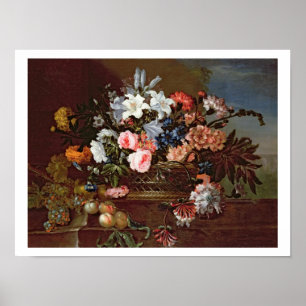 Still Life of Flowers in a Basket Poster