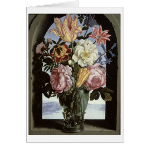 Still life of flowers in a drinking glass