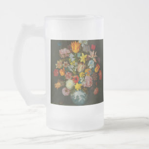 Still Life of Flowers in a Wan-Li Vase Frosted Glass Beer Mug