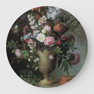 Still Life of Flowers Large Clock